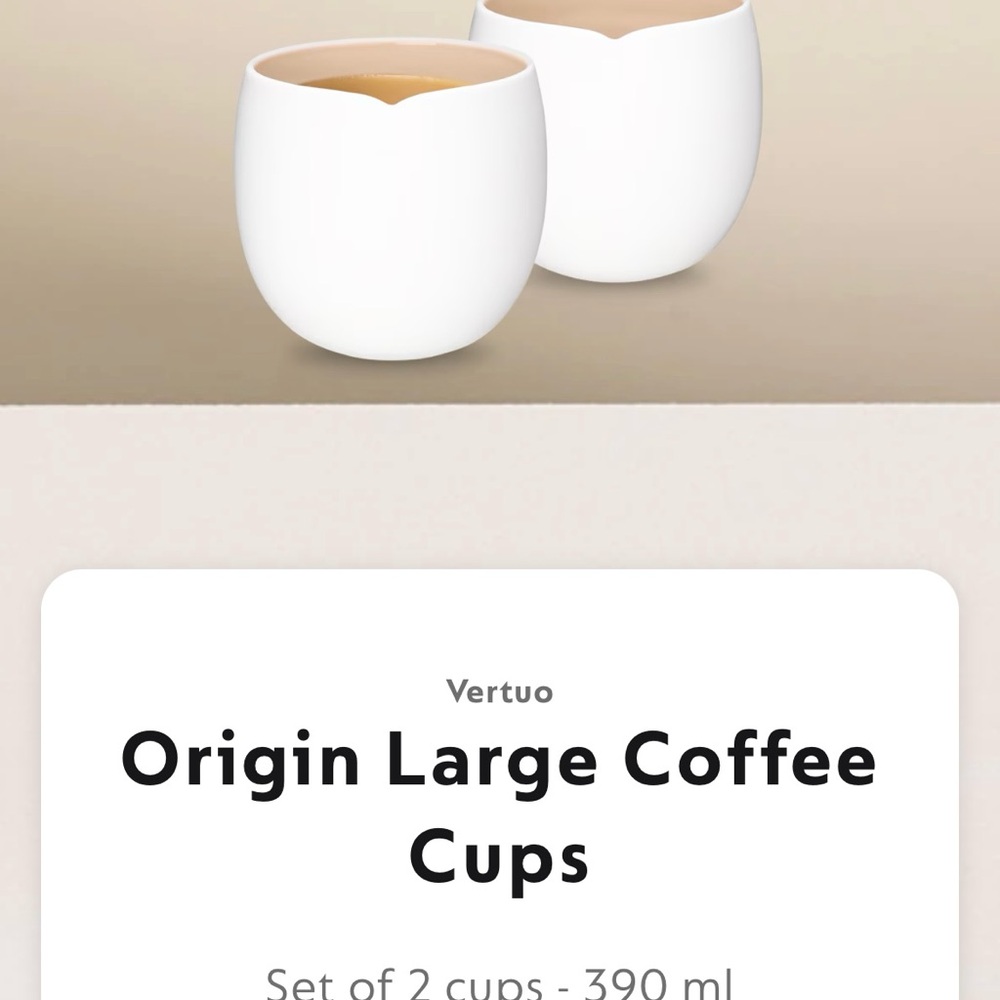 🆕Nespresso Origin Large Coffee Cups Set of 2 cups - 390 ml